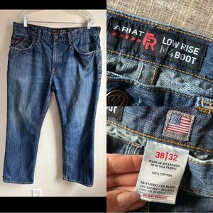 Ariat Work FR Jeans Men’s 38x32 Blue M4 Boot Loose Flame Resistant Denim Safety